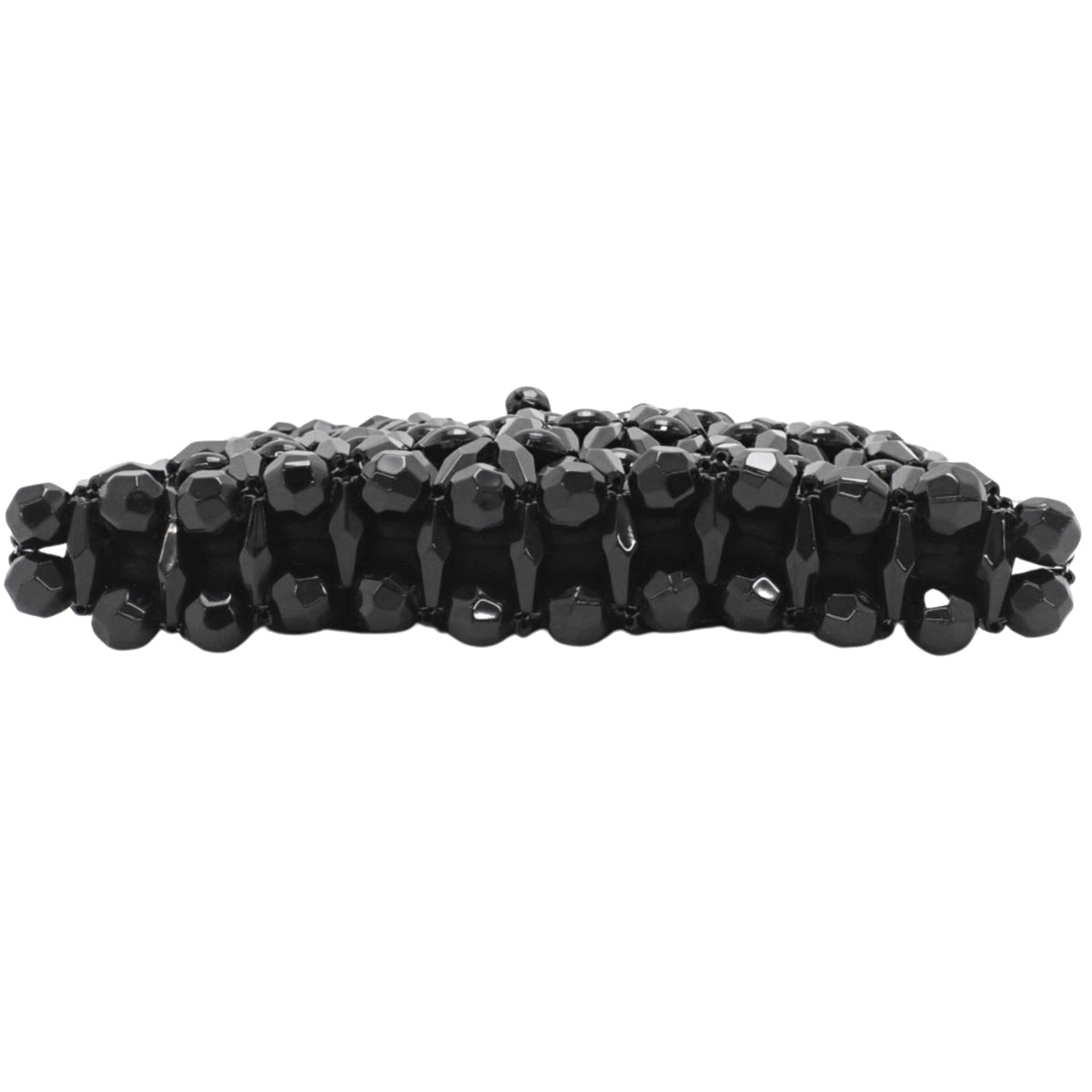 Beaded Crochet Handbag Plastic Black