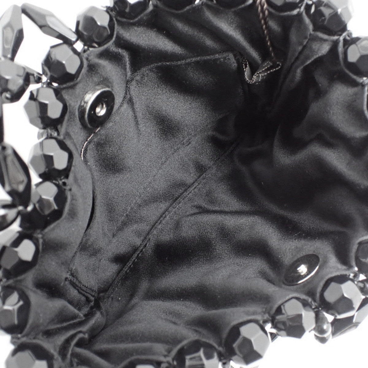 Beaded Crochet Handbag Plastic Black