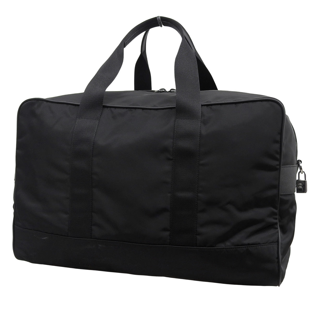 Logo Plate Boston Bag Nylon Saffiano Leather NERO 2VC033