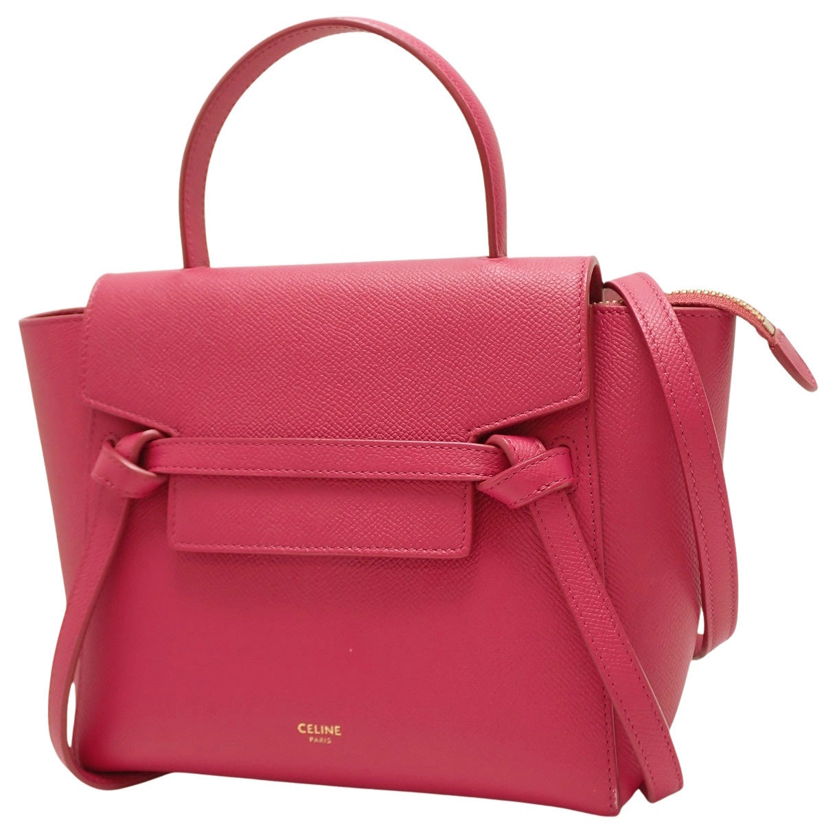 Nano Belt Bag in Grained Calfskin, Pink, 189003ZVA