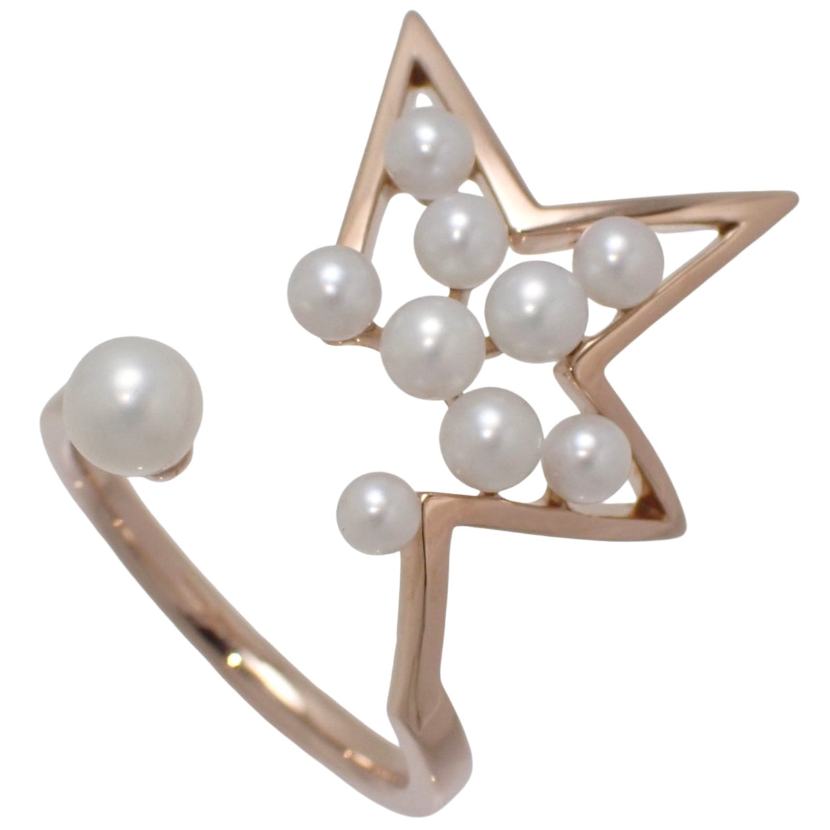 Abstract Star Ring, Pearl, Pink Gold, K18PG, 5.2g