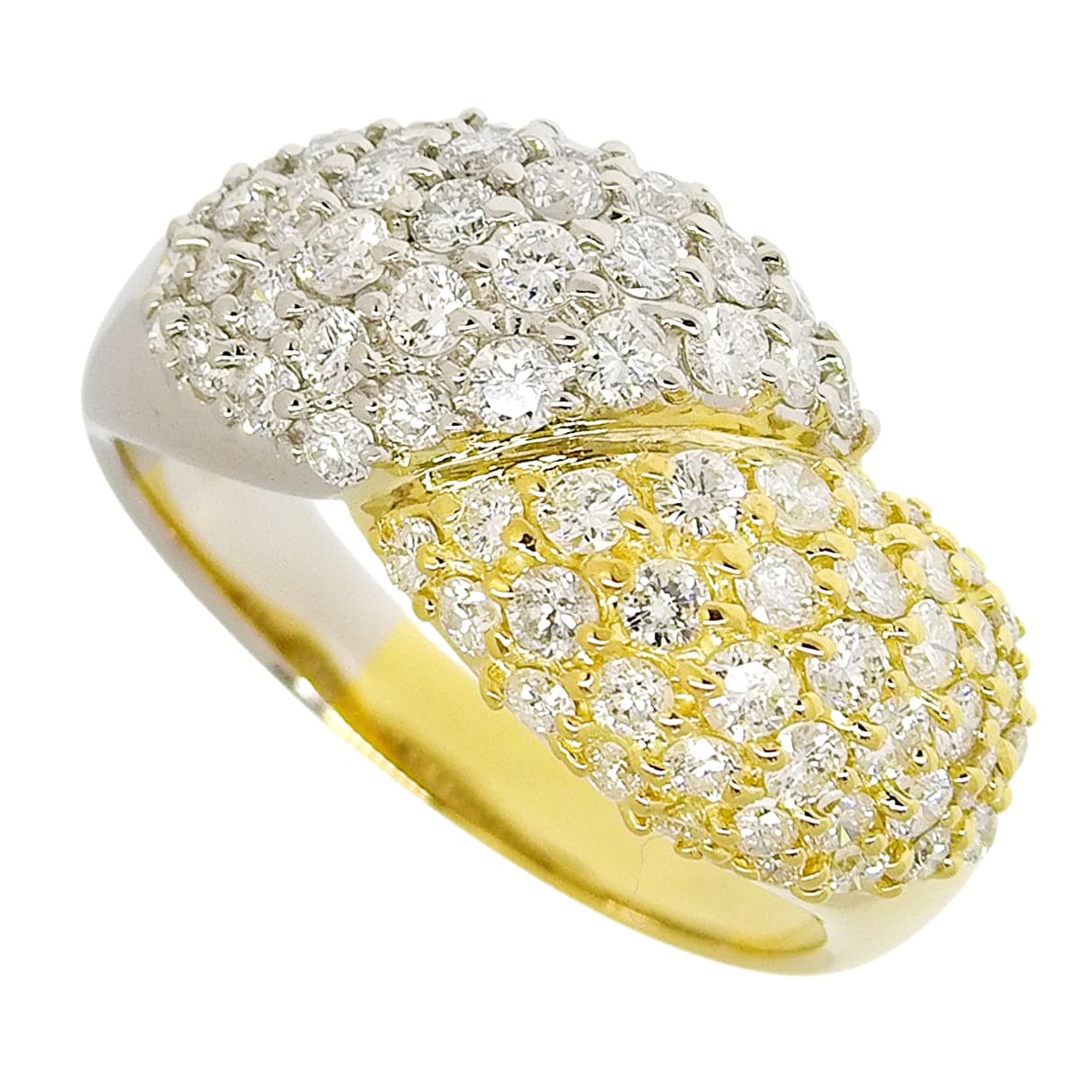 バイカラー ダイヤモンド リング D1.55 K18YG Pt900 9.0g