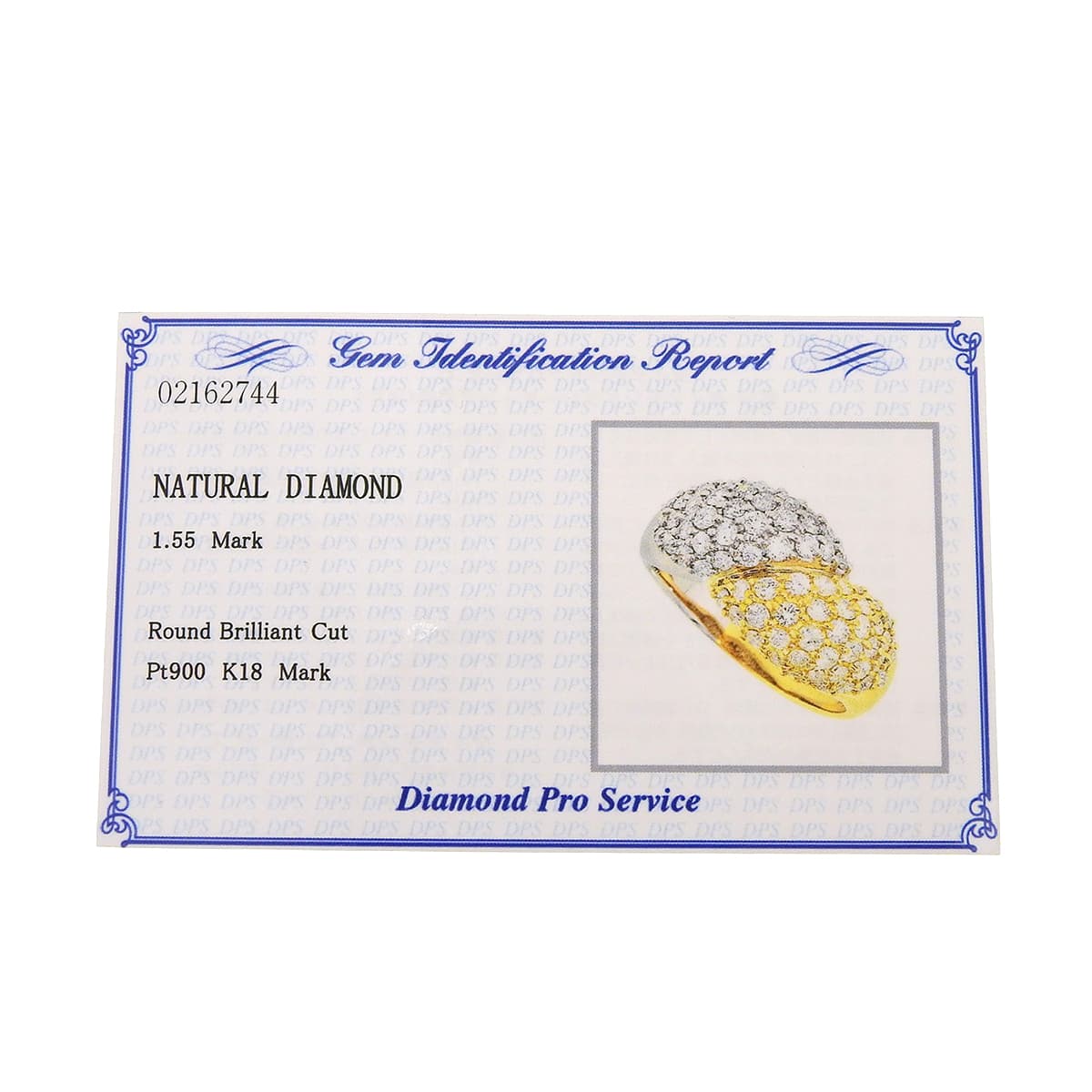 バイカラー ダイヤモンド リング D1.55 K18YG Pt900 9.0g