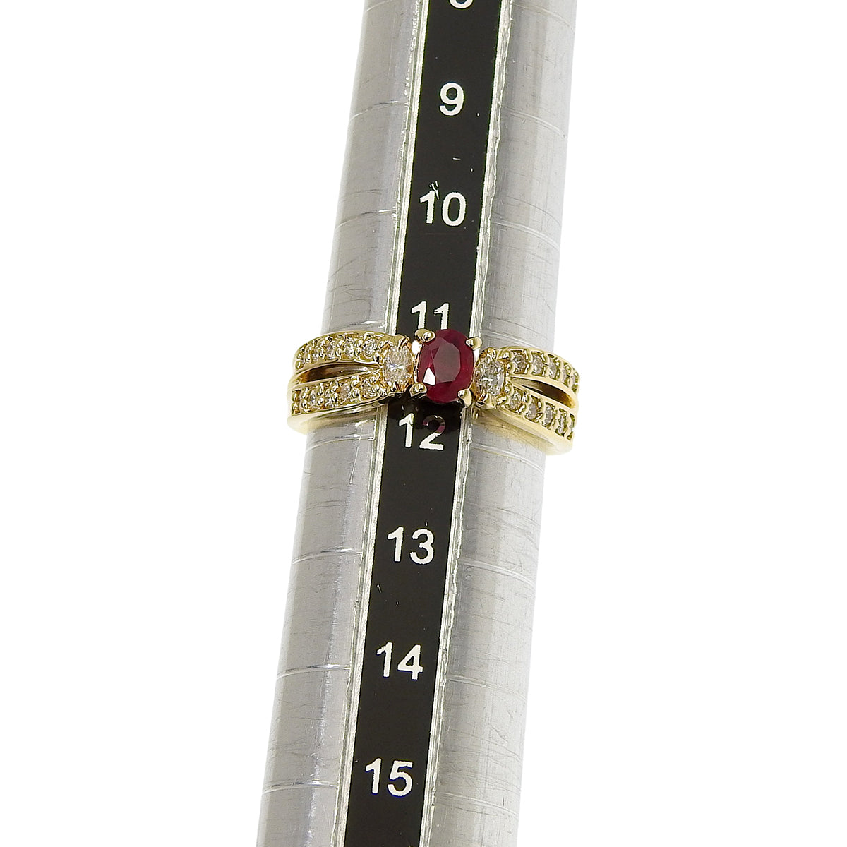 Ruby Diamond Ring R0.42/D0.34 Yellow Gold K18YG 5.5g