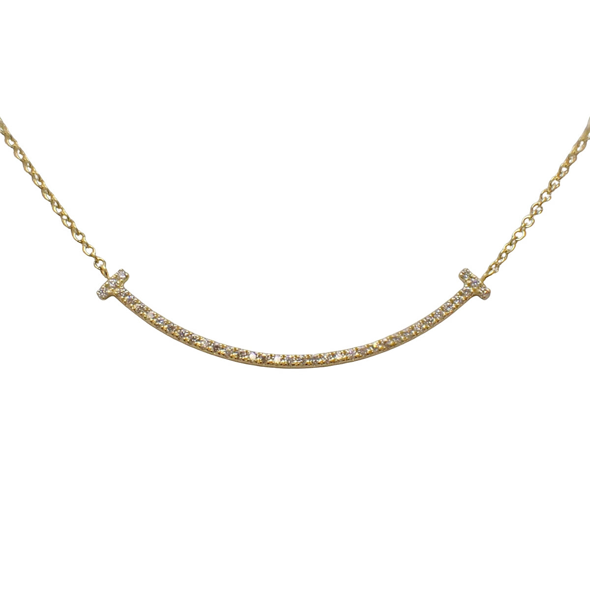 T Smile Pendant with Small Diamond in 18K Yellow Gold, 2.5g