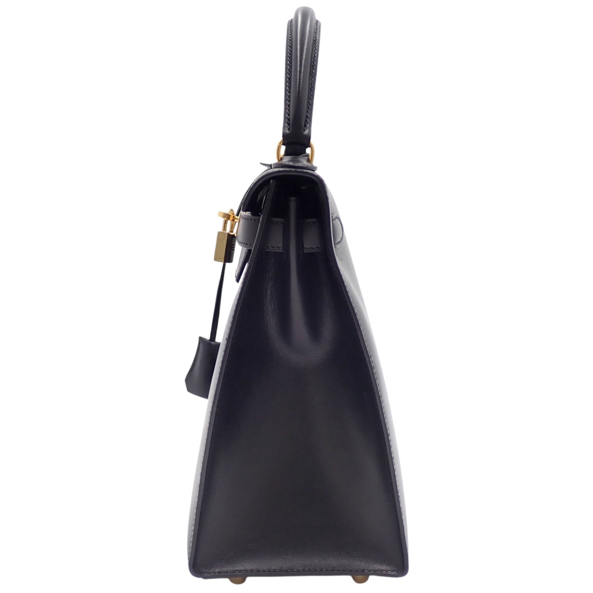 Kelly 28 (Outer Stitch) Box Calf Leather, Black, Gold Hardware, B Stamp
