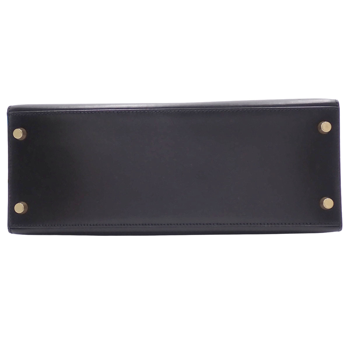 Kelly 28 (Outer Stitch) Box Calf Leather, Black, Gold Hardware, B Stamp