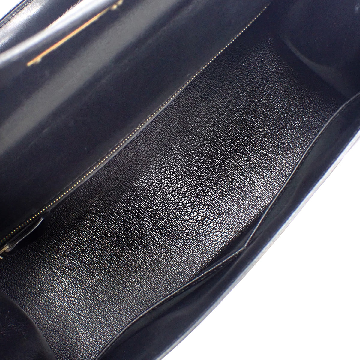 Kelly 28 (Outer Stitch) Box Calf Leather, Black, Gold Hardware, B Stamp