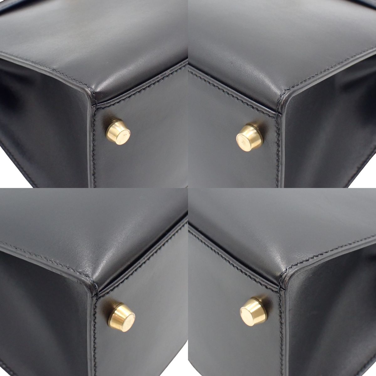Kelly 28 (Outer Stitch) Box Calf Leather, Black, Gold Hardware, B Stamp