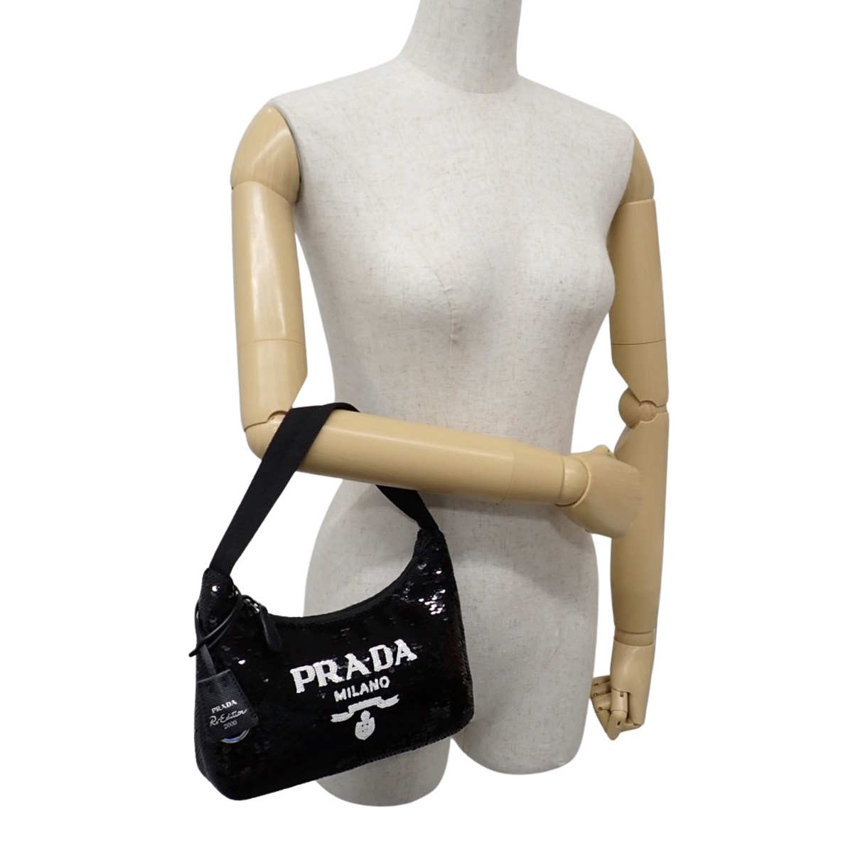 Re-Edition 2000 Mini Bag Sequined NERO 1NE515