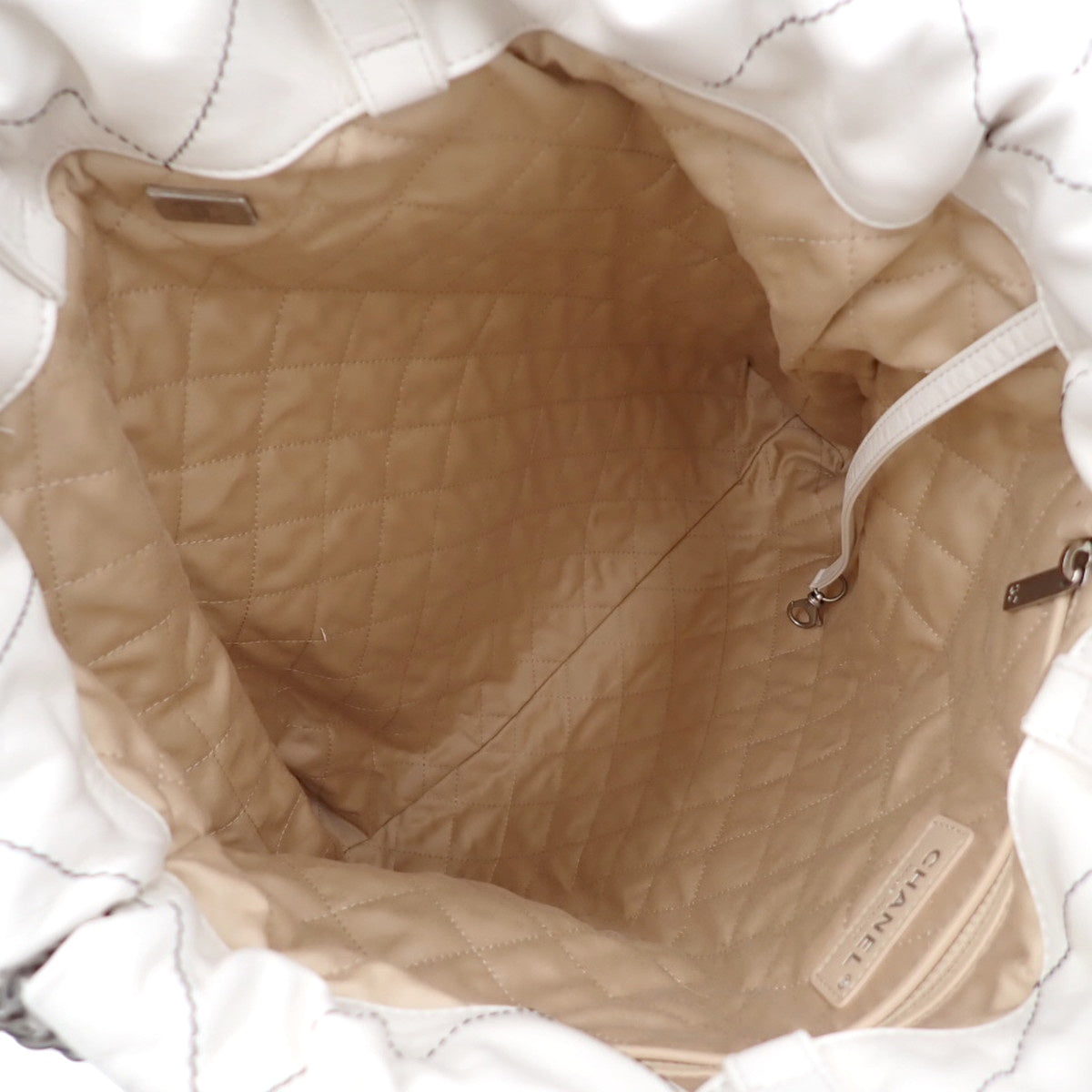 CHANEL 22 Large Backpack Leather White Black AS3313