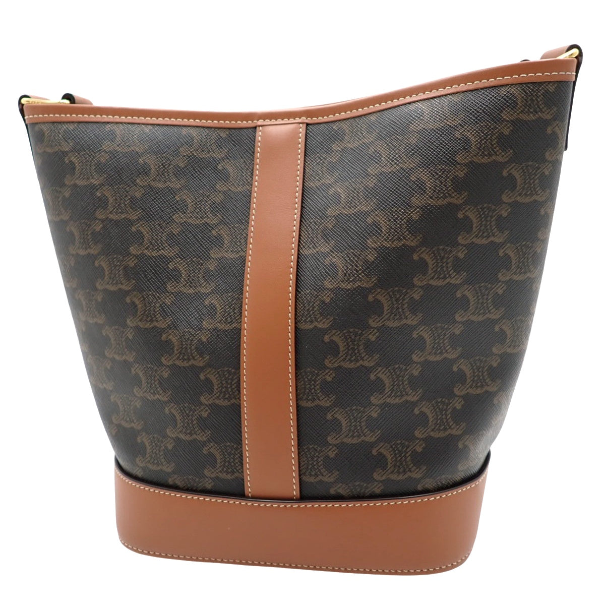 Small Bucket Bag in Calfskin and Triomphe Canvas, Tan, 191442CAS.04LU