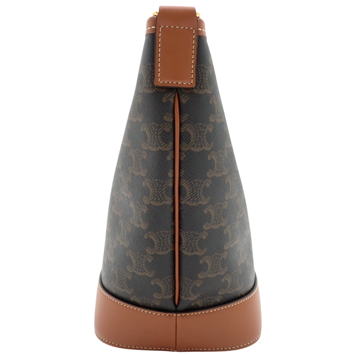 Small Bucket Bag in Calfskin and Triomphe Canvas, Tan, 191442CAS.04LU