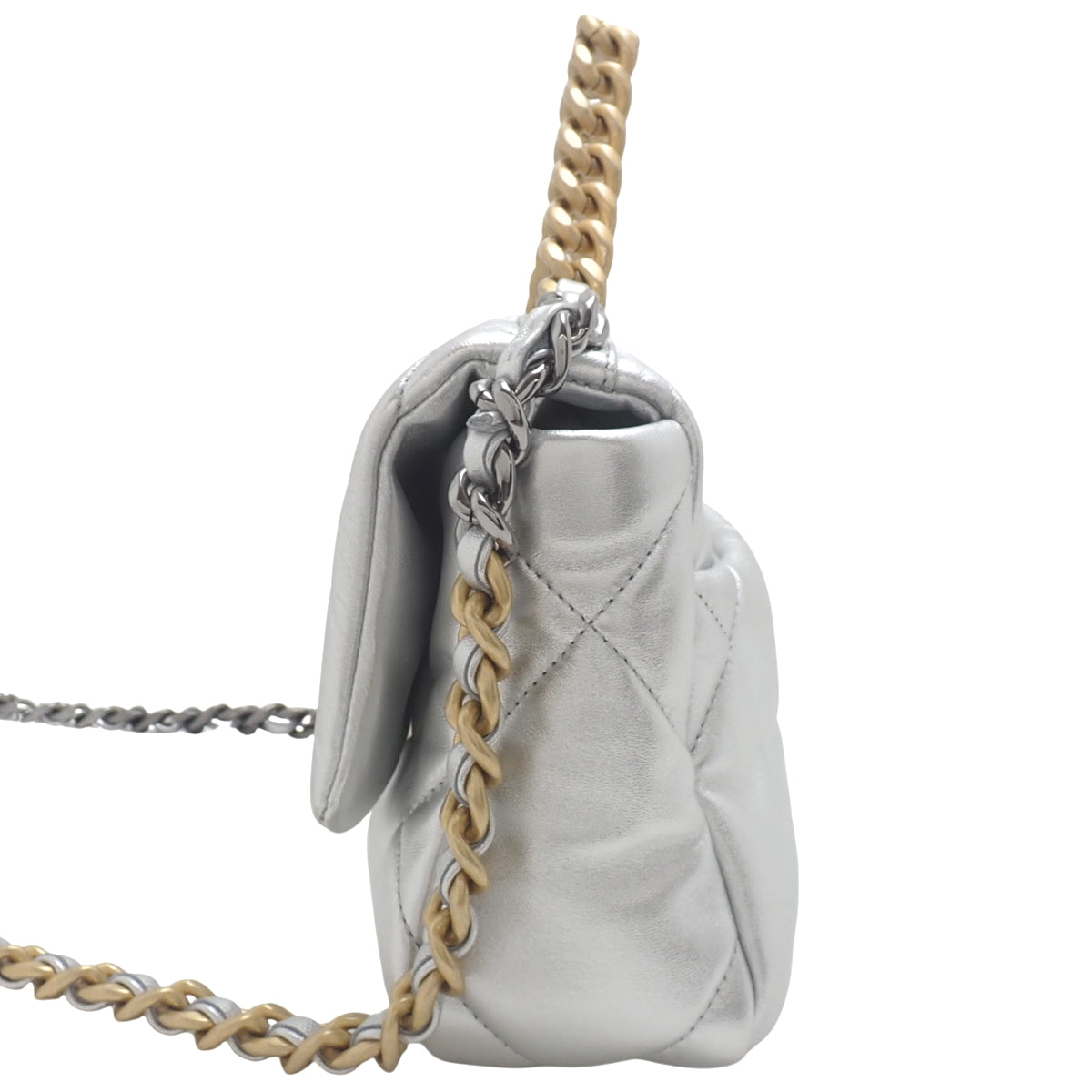 シャネル19 ココマーク チェーンショルダーバッグ ラムスキン シルバー AS1160