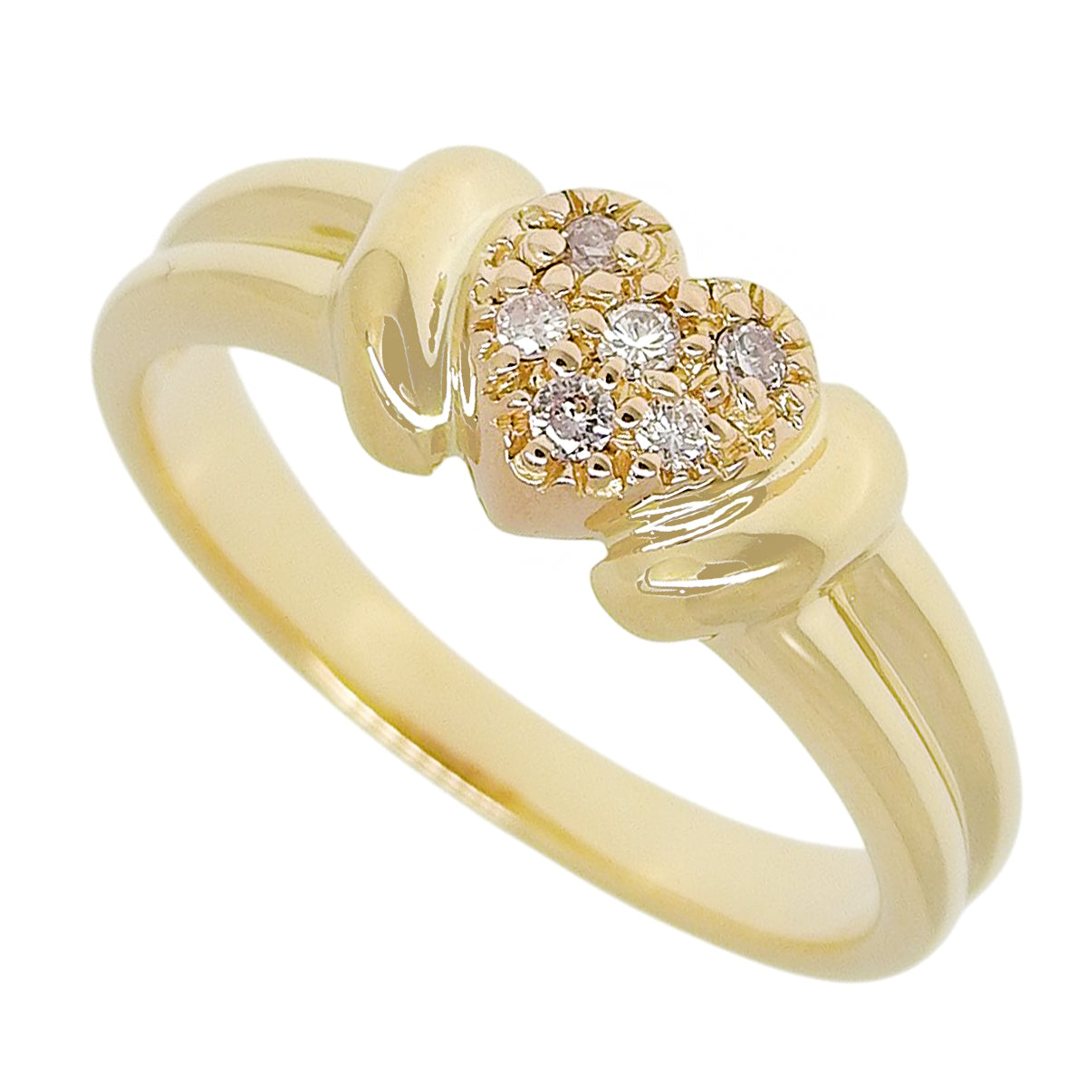 Diamond heart motif ring, diamond D0.07, yellow gold K18YG, 4.0g