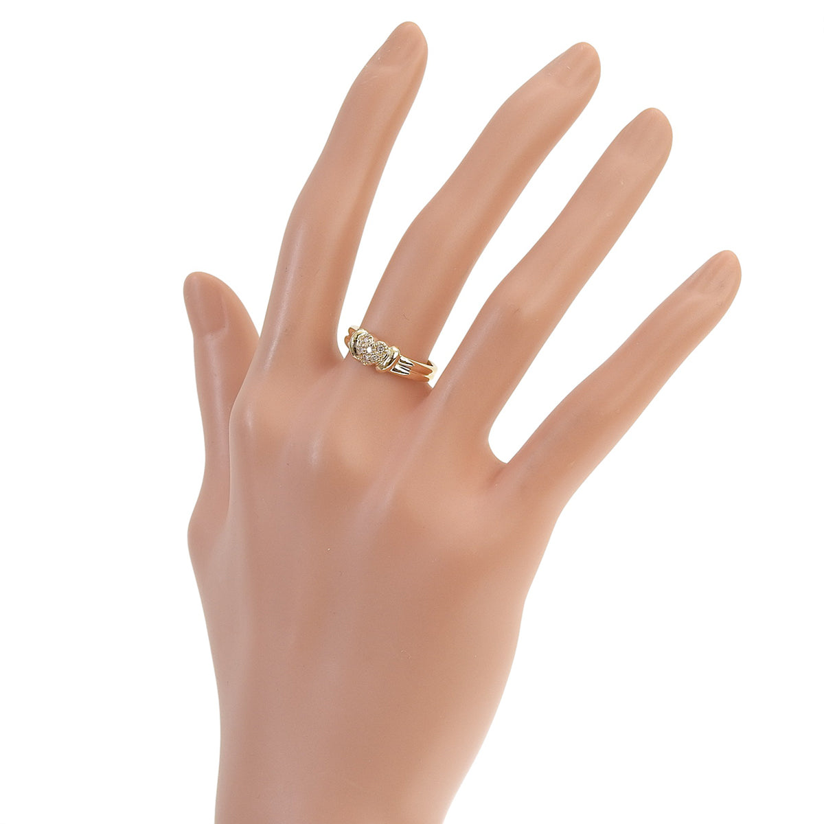 Diamond heart motif ring, diamond D0.07, yellow gold K18YG, 4.0g