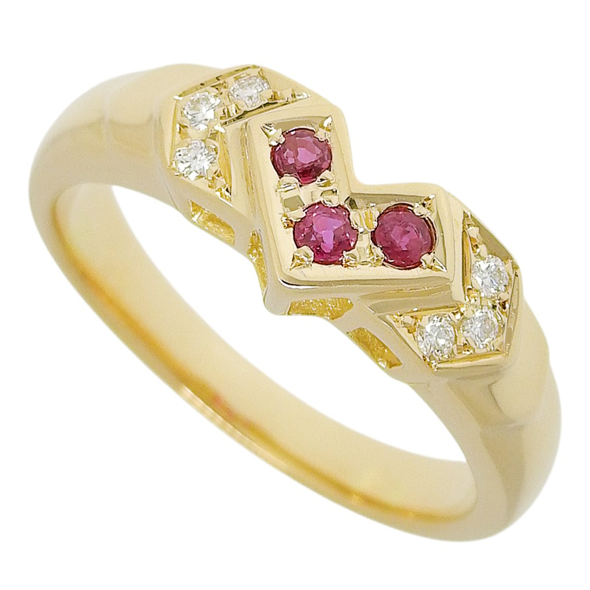 Ruby/Diamond Ring, R0.12/D0.06, Yellow Gold, 18K Yellow Gold, 5.9g