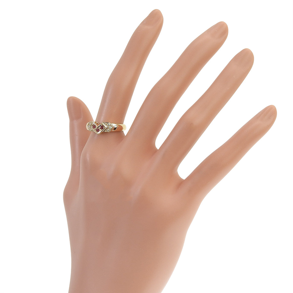 红宝石/钻石戒指,红宝石0.12克拉/钻石0.06克拉,18K黄金,5.9克