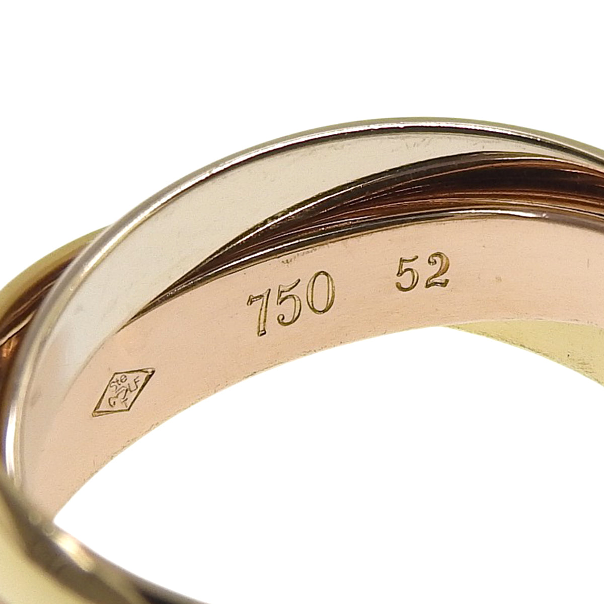 卡地亚三重戒指 K18YG K18PG K18WG 7.8克