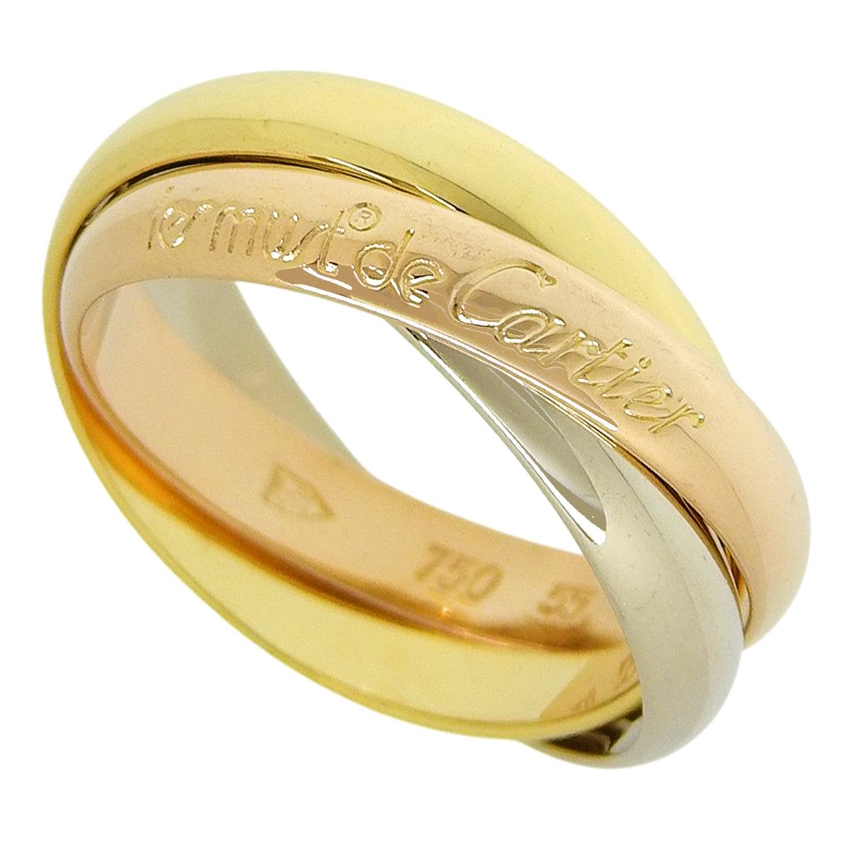 卡地亚三重戒指 K18YG PG WG 8.8克