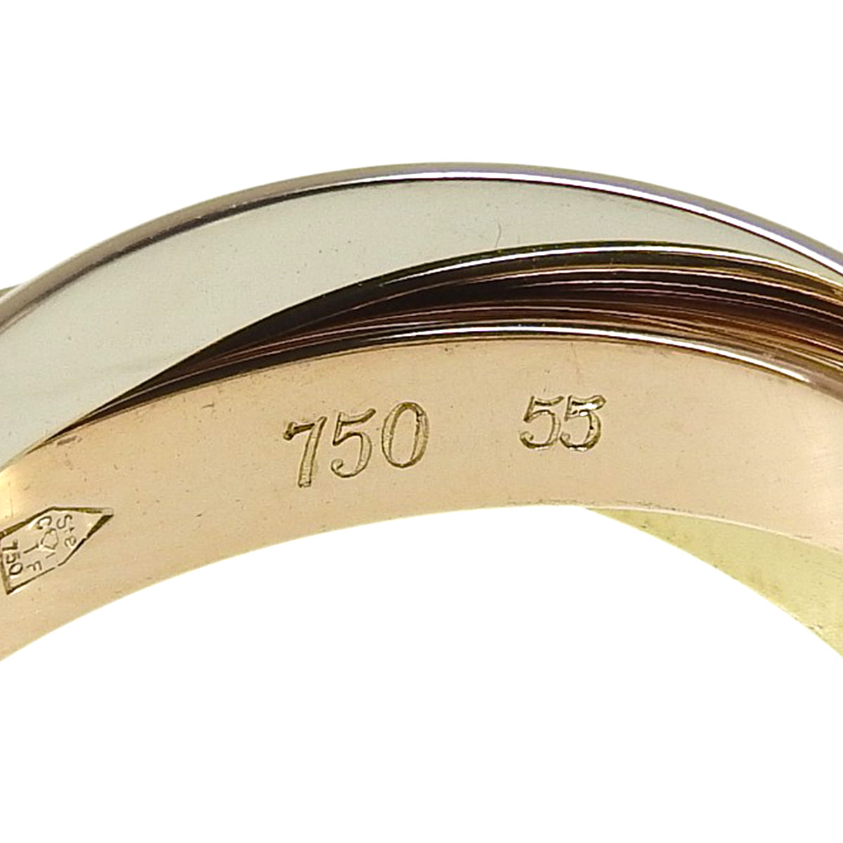 卡地亚三重戒指 K18YG PG WG 8.8克