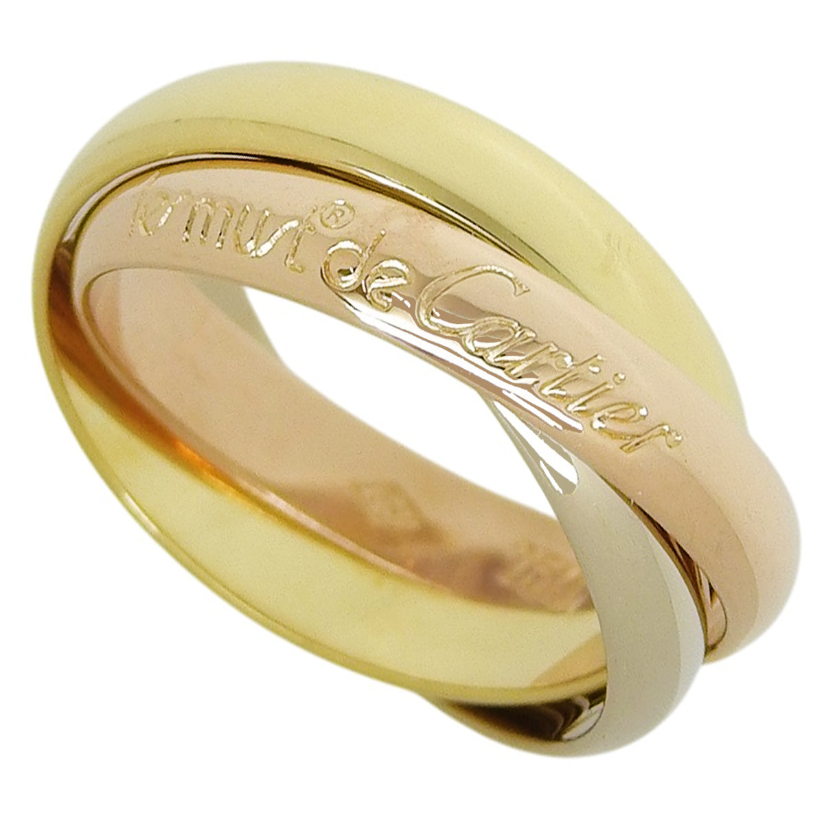 les must de Cartier Trinity 戒指 18K黄金 玫瑰金 白金 7.8克