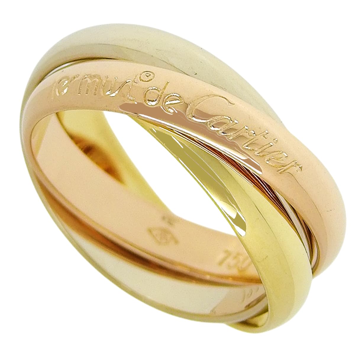 les must de Cartier Trinity 戒指 K18黄金 玫瑰金 白金 7.6克