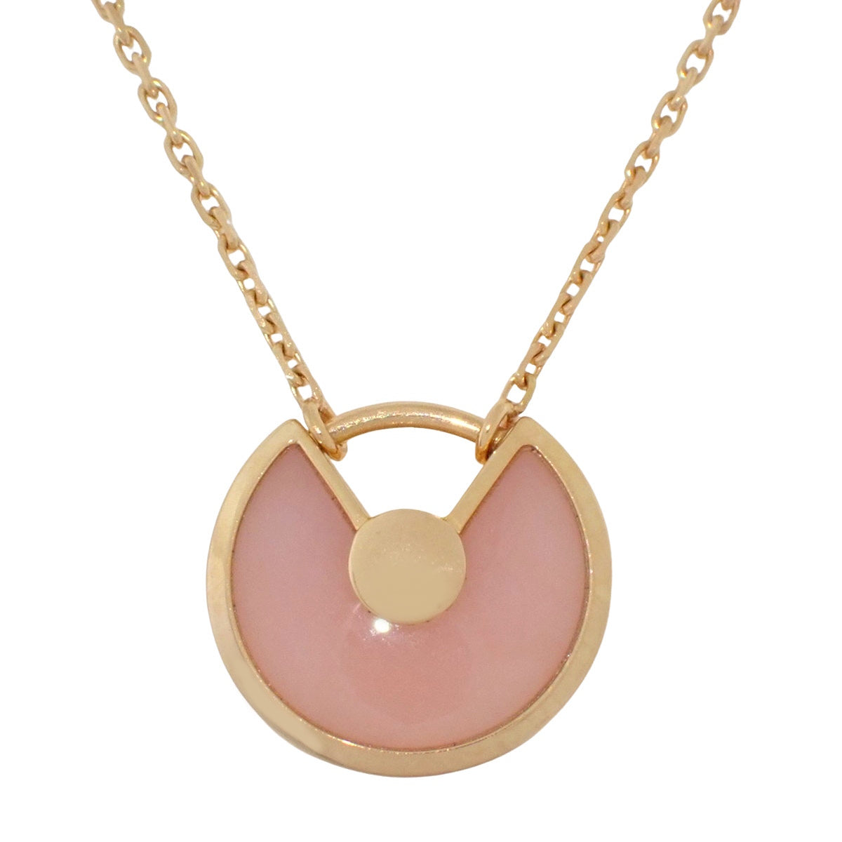 Amulet de Cartier necklace, pink opal and diamond, 18K white gold, 3.0g