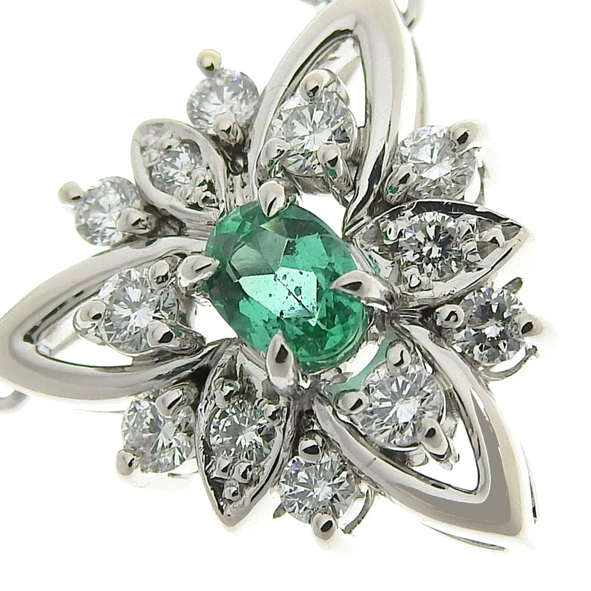 エメラルド ダイヤモンド ネックレス E0.20/D0.36 Pt900 13.1g