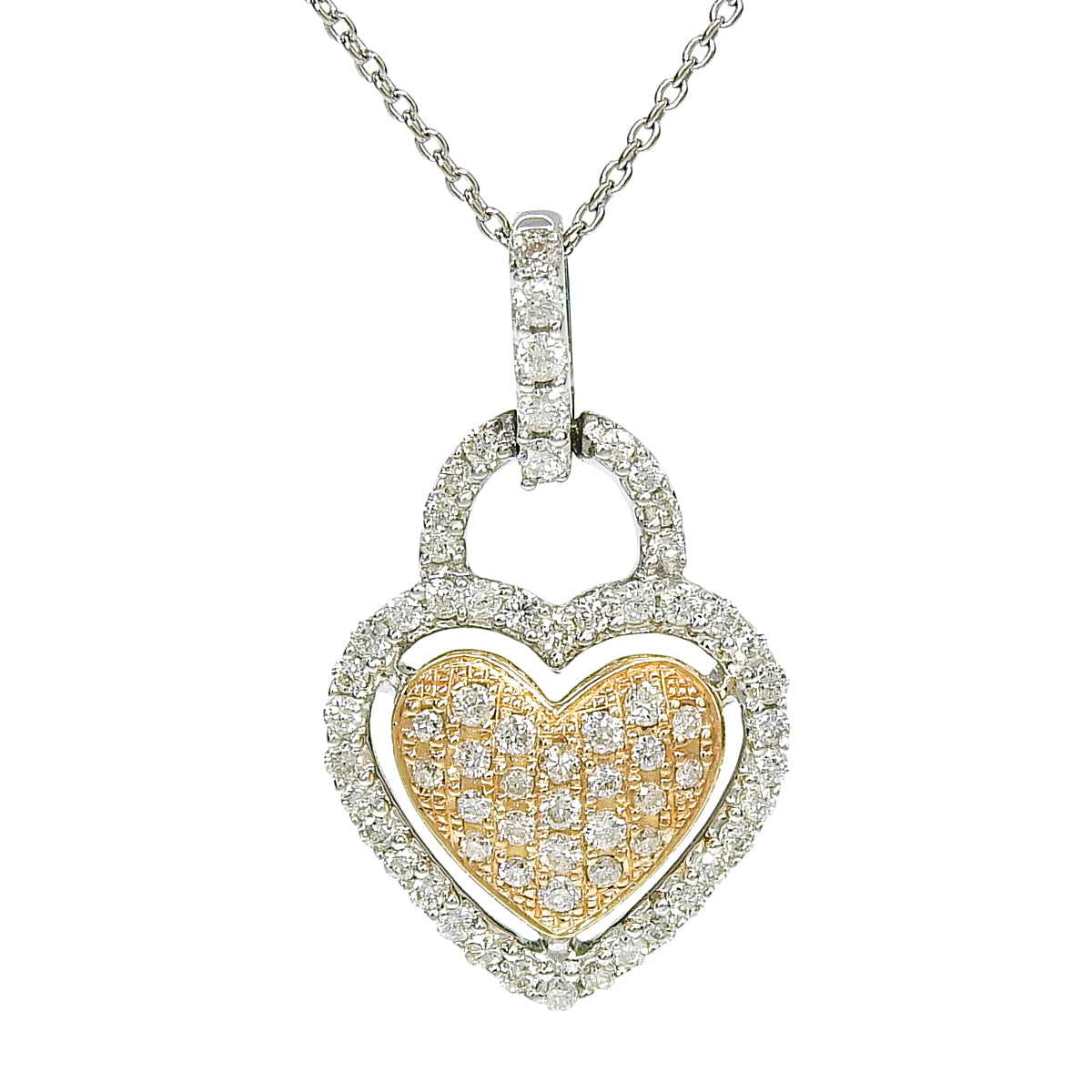 Diamond Heart Necklace D0.50 White Gold K18WG Pink Gold K18PG 4.3g