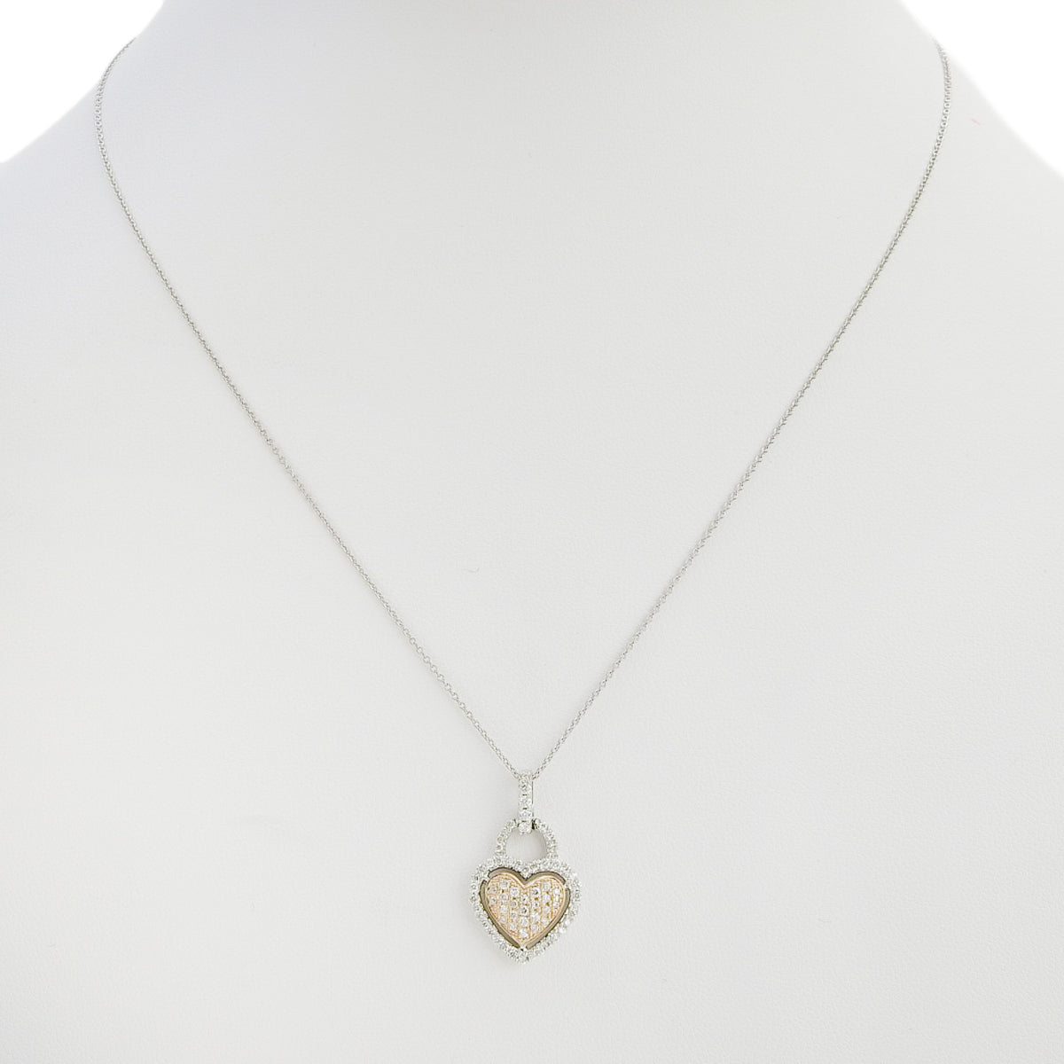 ダイヤモンド ハートネックレス D0.50 ホワイトゴールド K18WG ピンクゴールド K18PG 4.3g