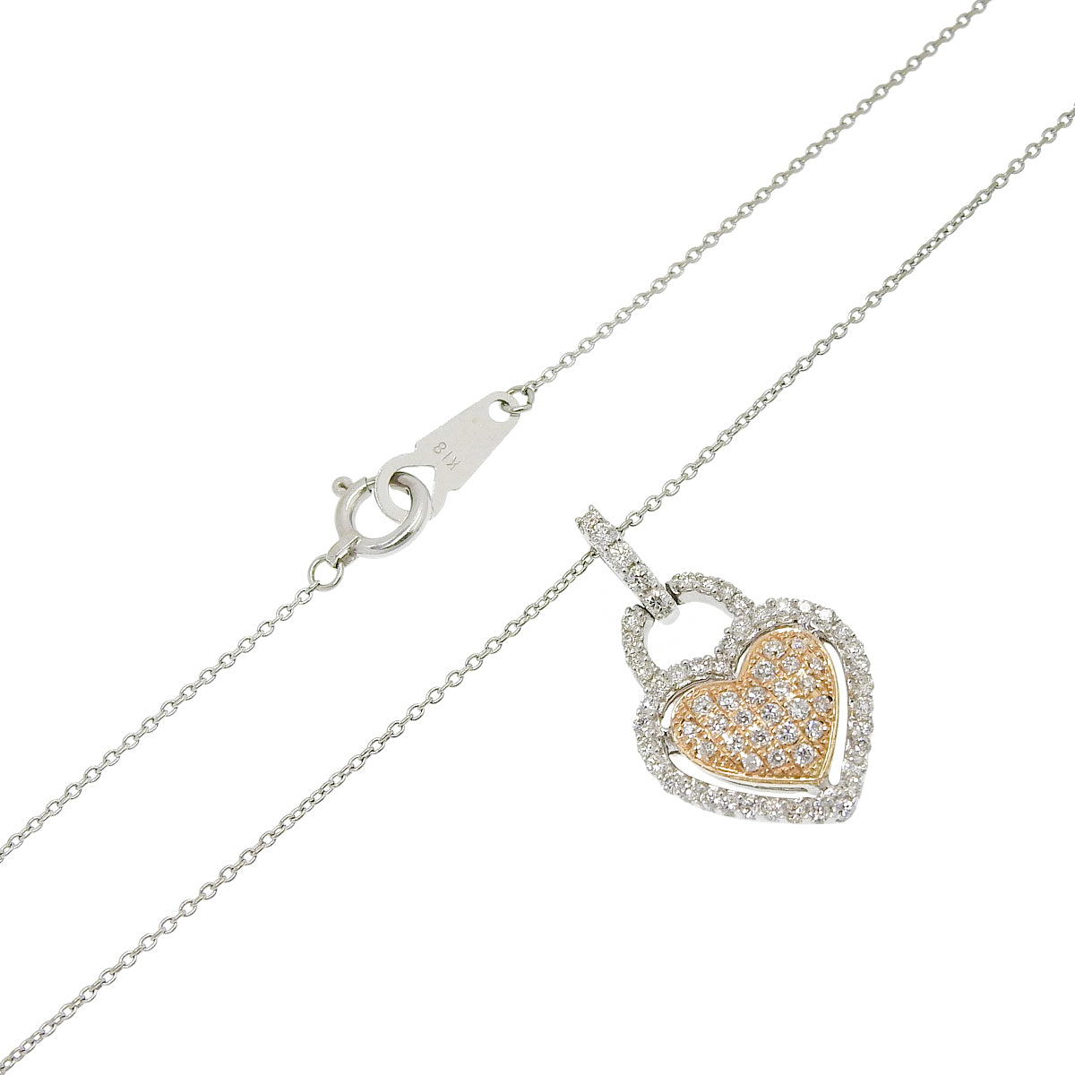 Diamond Heart Necklace D0.50 White Gold K18WG Pink Gold K18PG 4.3g