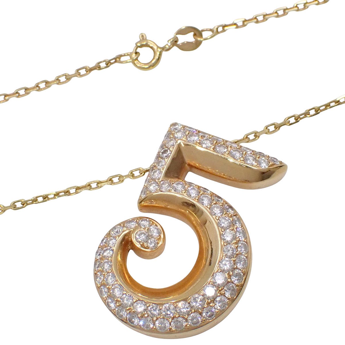 No. 5 Diamond Necklace D2.45 Pink Gold K18PG Yellow Gold K18YG 14.2g