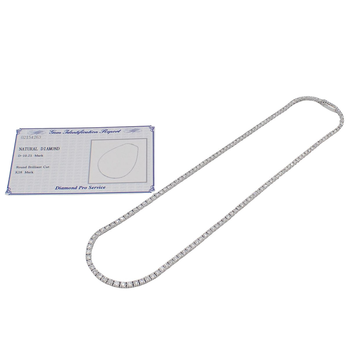 テニスダイヤモンドネックレス D10.21 ホワイトゴールド K18WG 21.0g