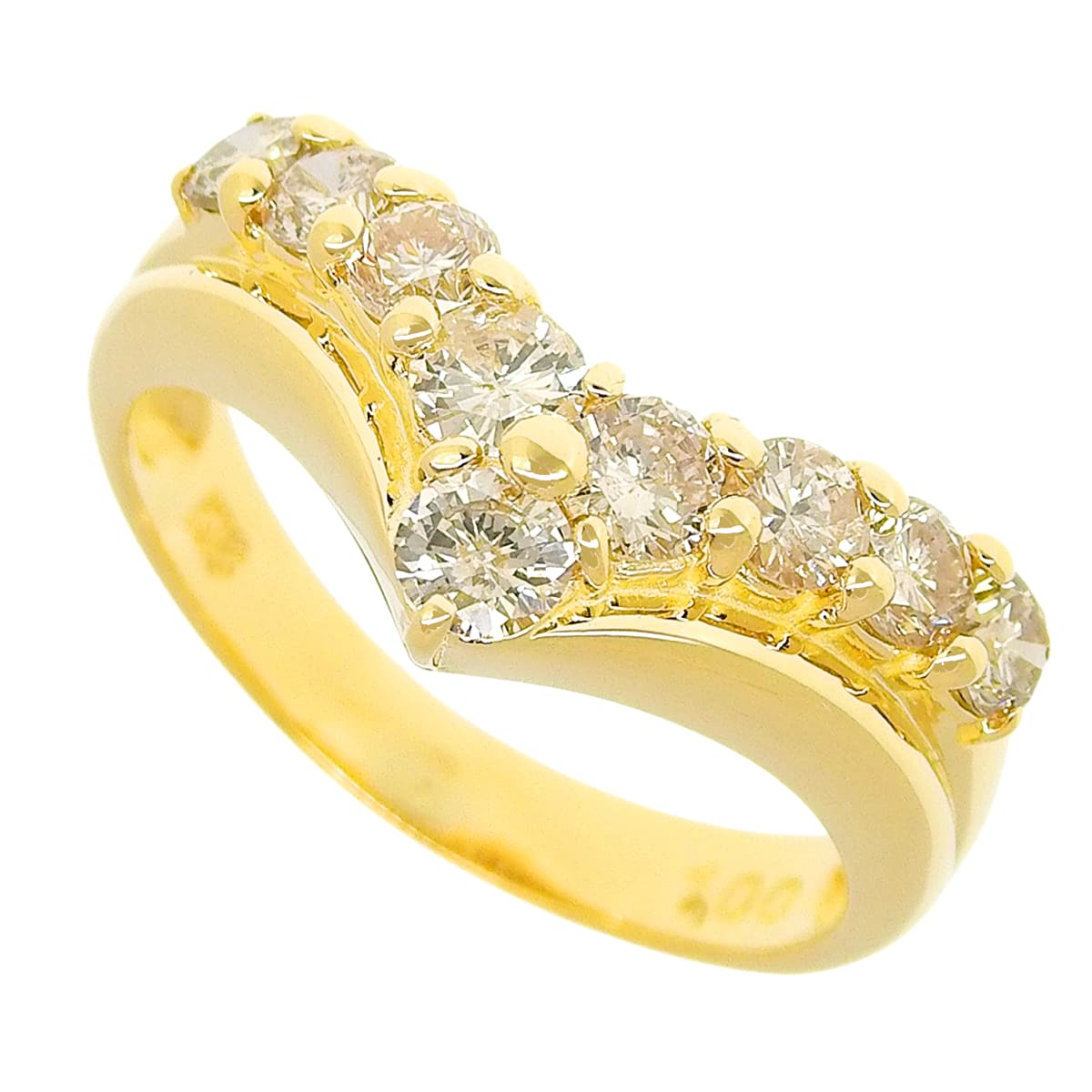 ダイヤモンド V リング D1.00 イエローゴールド K18YG 3.3g