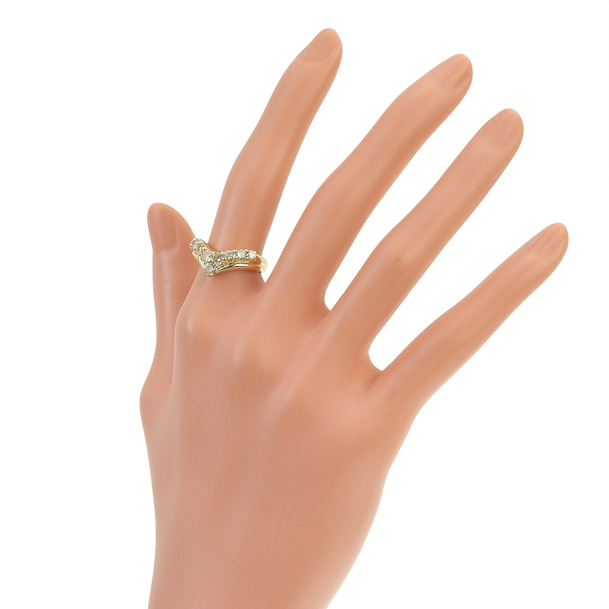 ダイヤモンド V リング D1.00 イエローゴールド K18YG 3.3g