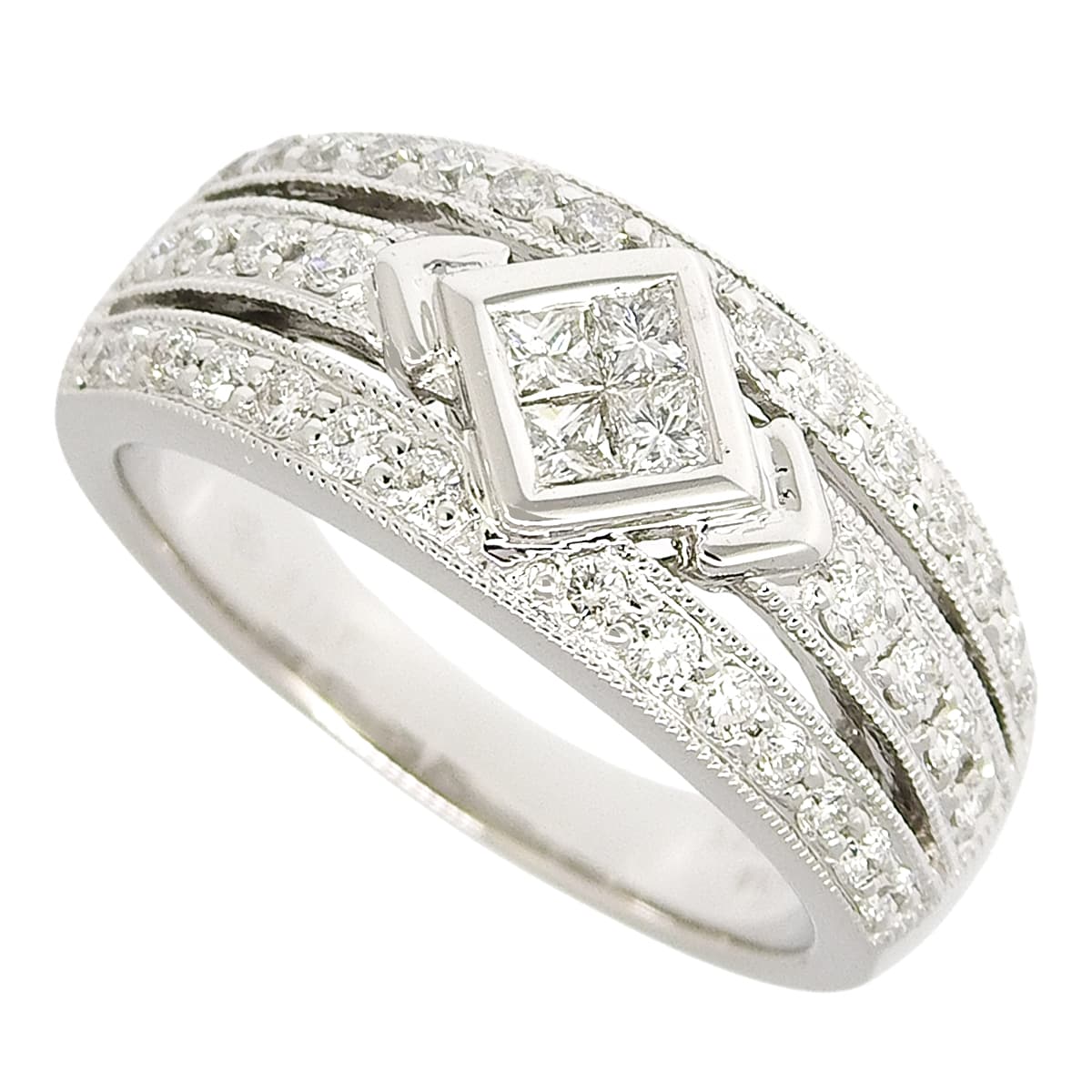 ダイヤモンド リング D0.35,0.16 ホワイトゴールド K18WG 6.4g