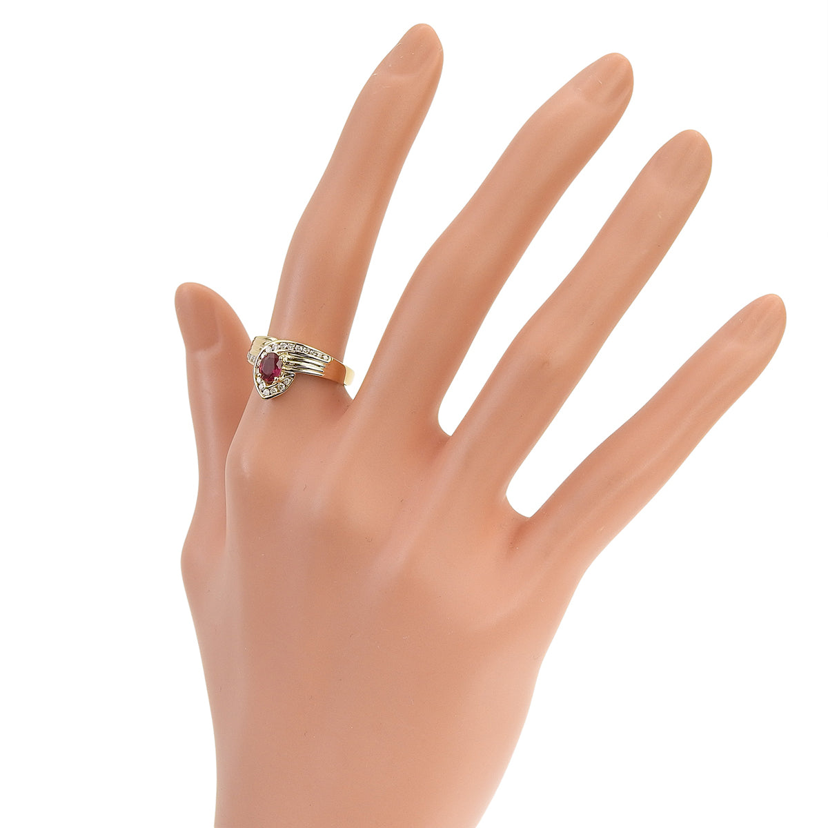 Ruby Diamond Ring R0.46/D0.24 Yellow Gold K18YG 4.4g