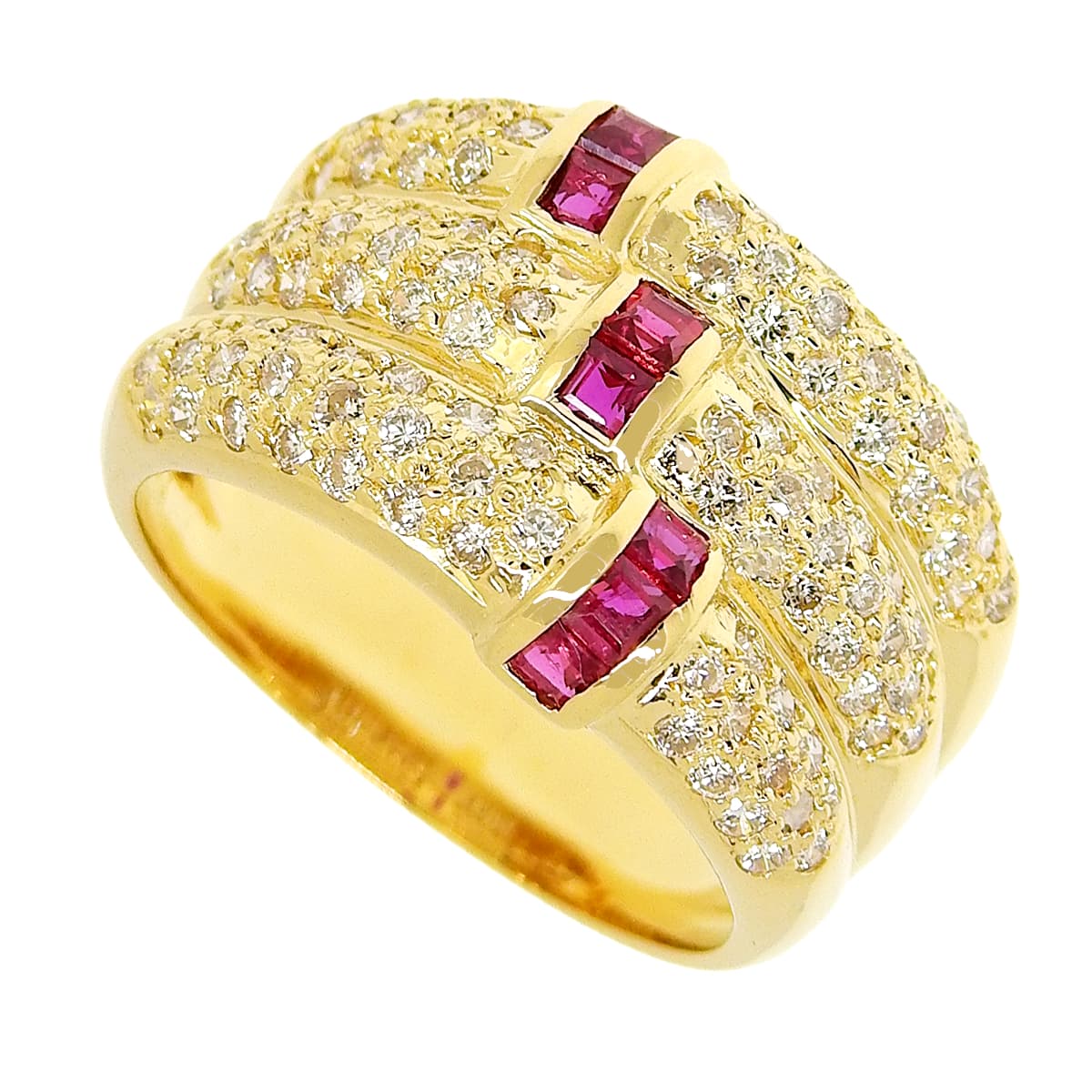 Ruby and diamond ring, R0.47/D0.82, 18K yellow gold, 7.9g
