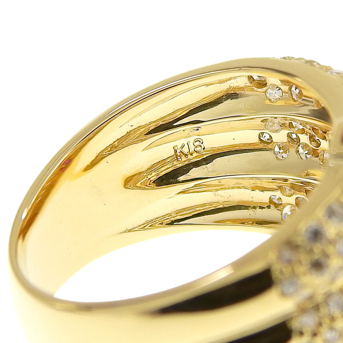 ルビー ダイヤモンド リング R0.47/D0.82 イエローゴールド K18YG 7.9g