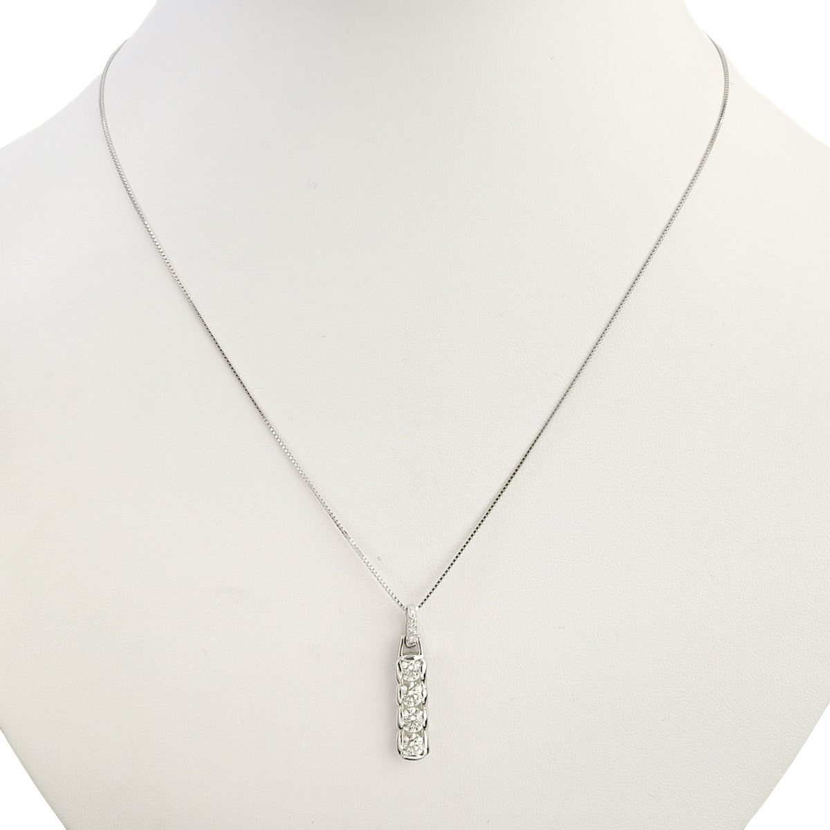 ダイヤモンドネックレス D1.003,0.03 ホワイトゴールド K18WG 4.1g