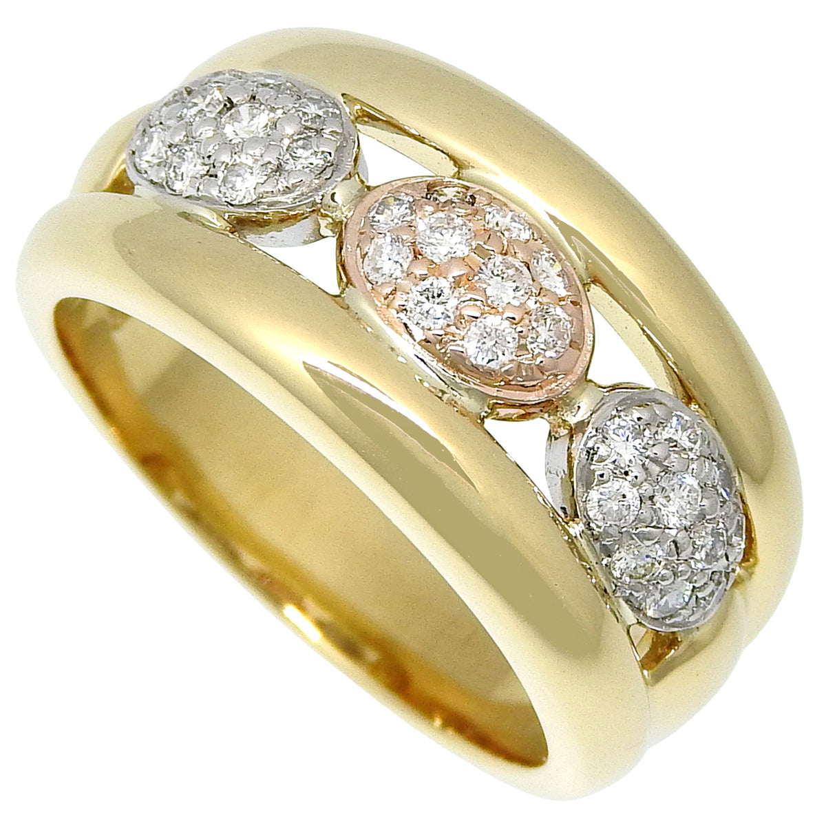 Diamond Ring D0.30 Yellow Gold K18YG Platinum Pt900 Size 11.5(US) 10.3g