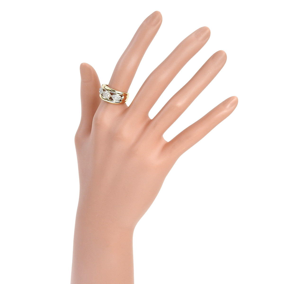 Diamond Ring D0.30 Yellow Gold K18YG Platinum Pt900 Size 11.5(US) 10.3g