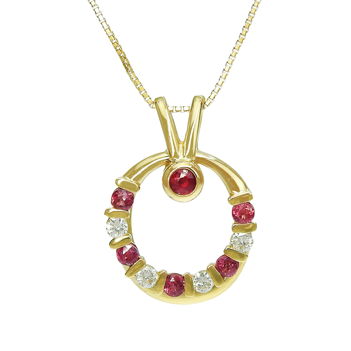 Ruby Diamond Necklace R0.59/D0.22 Yellow Gold K18YG 5.5g