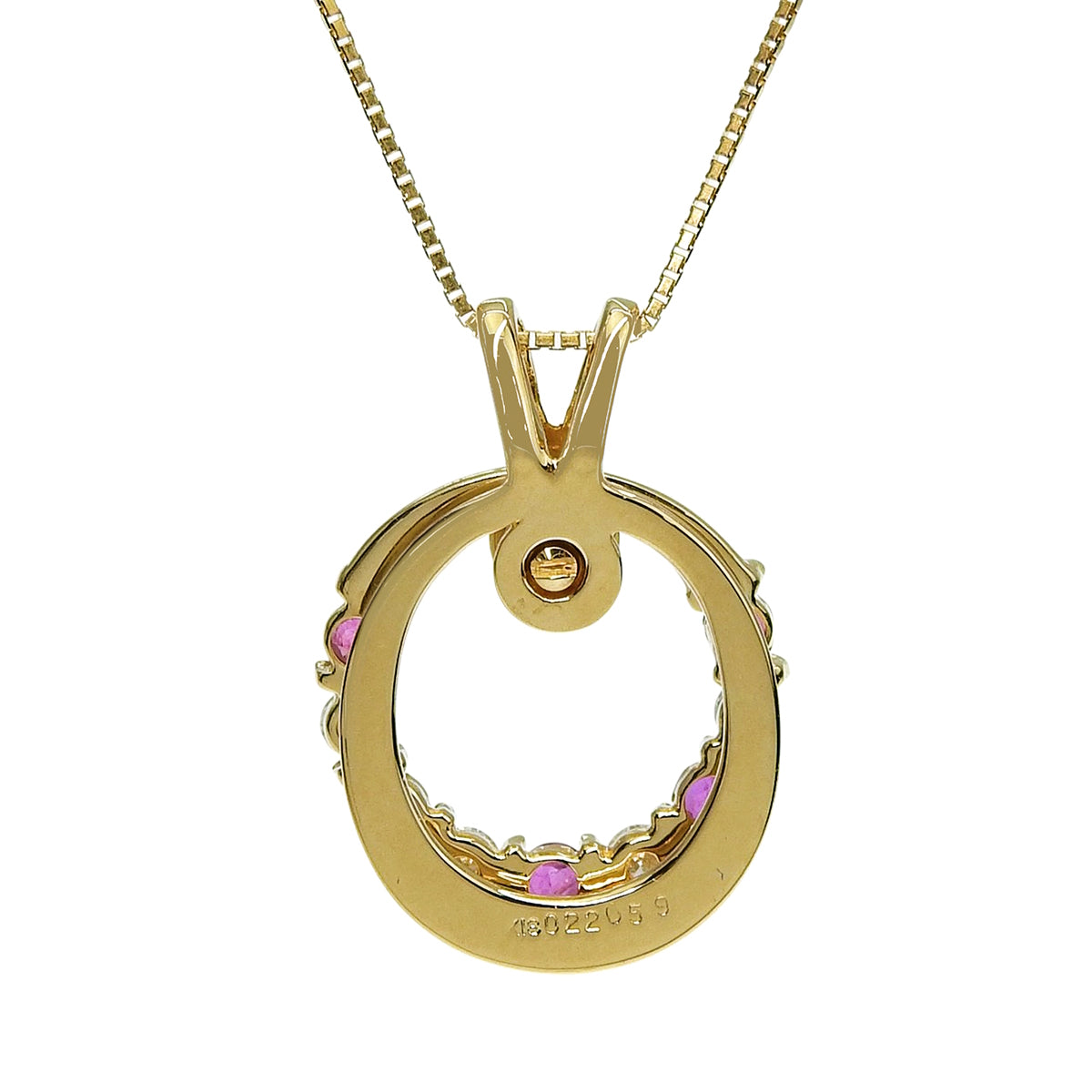 ルビー ダイヤ ネックレス R0.59/D0.22 イエローゴールド K18YG 5.5g