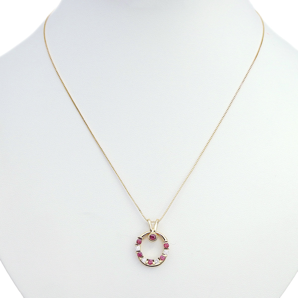 ルビー ダイヤ ネックレス R0.59/D0.22 イエローゴールド K18YG 5.5g