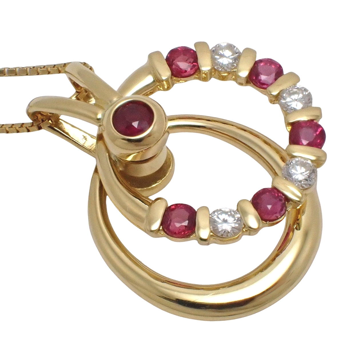 ルビー ダイヤ ネックレス R0.59/D0.22 イエローゴールド K18YG 5.5g