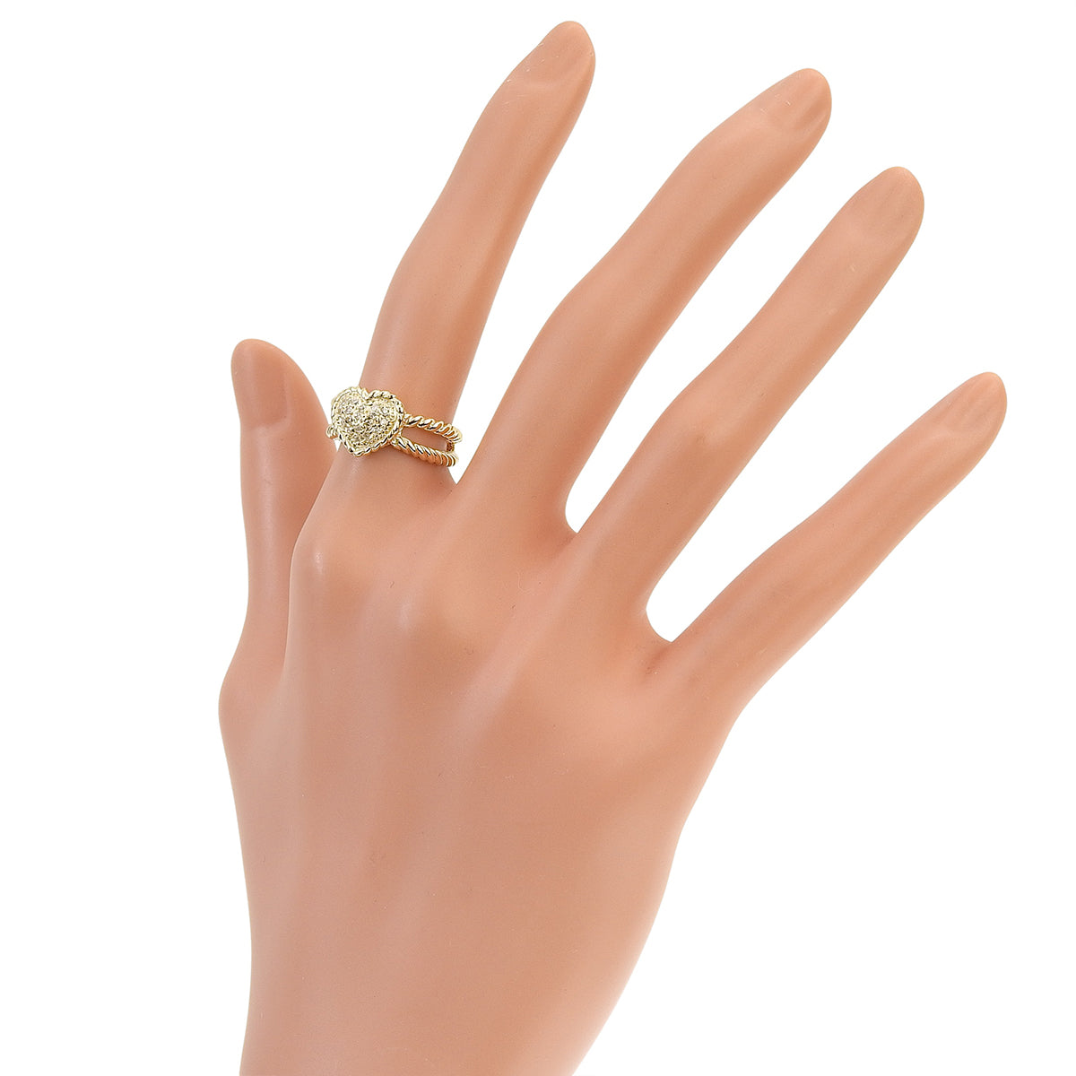 ハート ダイヤモンド リング D0.12 K18YG 5.3g