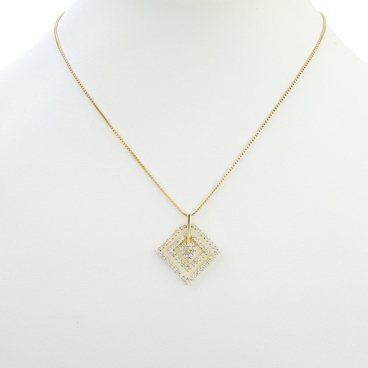 Square Diamond Necklace D1.00 K18YG 6.8g