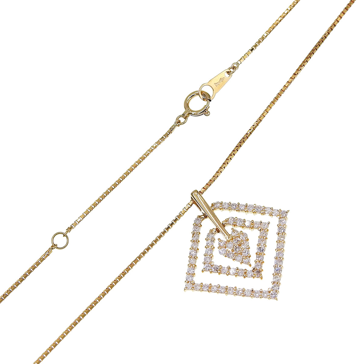 Square Diamond Necklace D1.00 K18YG 6.8g